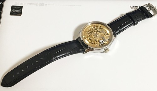 wristwatch 1905 OMEGAt Custom Watch Movement Skeleton Grape Engraving Antique JP - Picture 4 of 10
