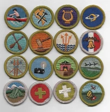 Lot of 16 Merit Badges, Type G, Cloth Back (1961-71)