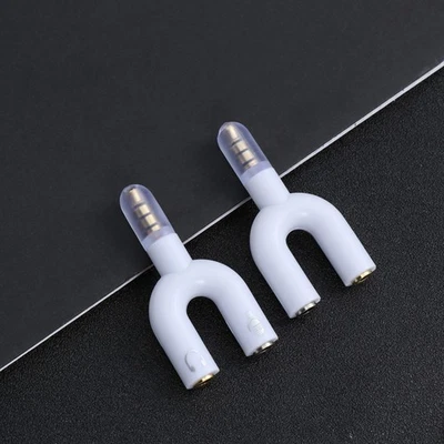2Pcs 3.5mm Female to Male Audio Adapter White Durable for Stereo Headset Use - Image 1 of 4