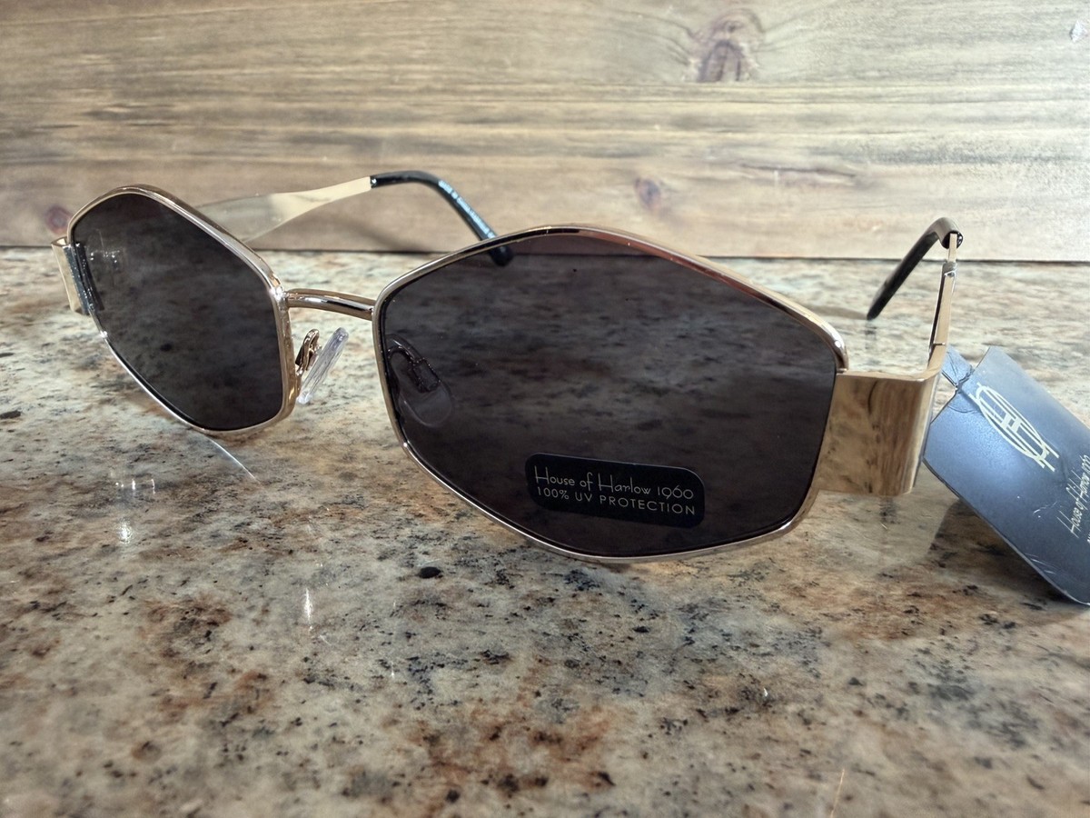 House of Harlow 1960 LG12870 Retro Classic UV Gray Oval Gold Women’s Sunglasses New Original HOUSE OF HARLOW 1960 Small Oval Sunglasses  main image 3