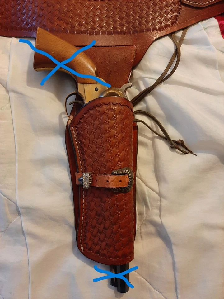 HOLSTER WESTERN en cuir "CLINT EASTWOOD" vide "EMPTY" - Photo 3/4