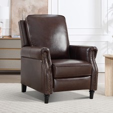 Genuine Leather Pushback Recliner with Rivet Details