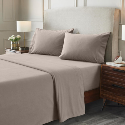 Superior Flannel Brushed Cotton Bed Sheet Set Soft Warm Bedding Modern Solid