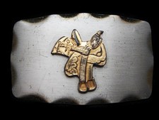 LB09172 GREAT VINTAGE 1970s WESTERN STYLE HORSE SADDLE BELT BUCKLE