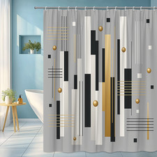 Modern Black and White Gold Shower Curtain for Stylish Bathrooms