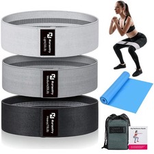 Hip Resistance Bands Set with Exercise Band, 3 Levels, Carry Bag and Guide, M...