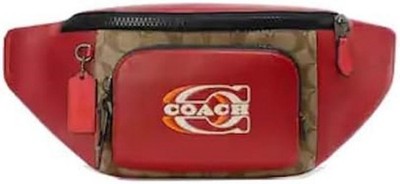 COACH Mens Warren Leather  Belt Bag CE870 QB/1941 Red Khaki Multi $378.00