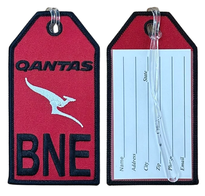 140185 QANTAS AIRWAYS AUSTRALIA BNE BRISBANE AIRPORT EMBROIDERED LUGGAGE BAG TAG