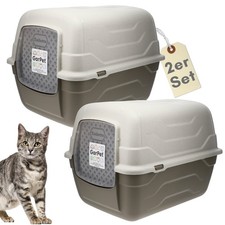 2er Set Katzenklo mit Deckel - Haube kippbar - große XXL Katzentoilette