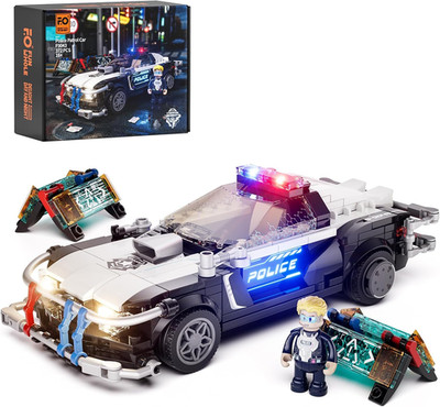 FUNWHOLE Polizeistreifenwagen Beleuchtetes Baustein-Set - Cyberpunk Stadt-Autoja