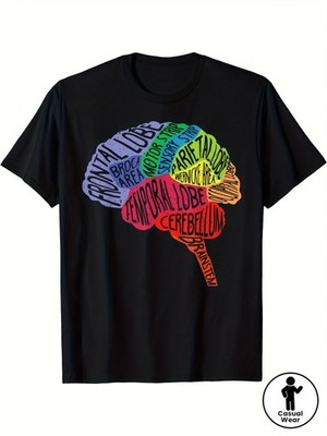 Neurologist'S Brain Map Graphic Tee  100%, Breathable & Soft Crew Neck T-Shirt