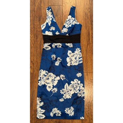 Donna Rico Silky Blue & White Floral Dress - Women's Size 8