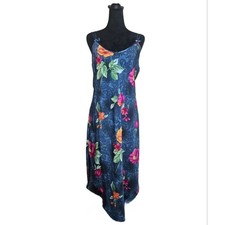 Vintage California Dynasty Blue Floral Nightgown/ Slip Dress Size M