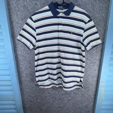 Vintage Polo by Ralph Lauren Medium Striped Polo Shirt Navy Green Cotton Preppy