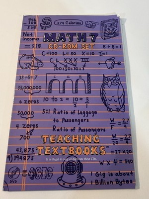 Teaching Textbooks Math 7 CD-ROM Set 4-Disc Complete Set Homeschool Math Course