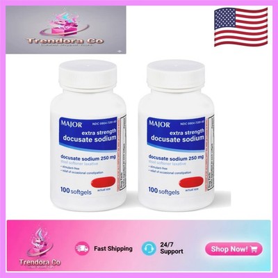 Docusate Sodium 250 mg Stool Softener   Gentle Constipation Relief, 100 Softgels