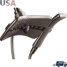 Dual Shower Heads Set Handheld Fixed Shower Heads Combo W/ 5ft Hose Easy Install