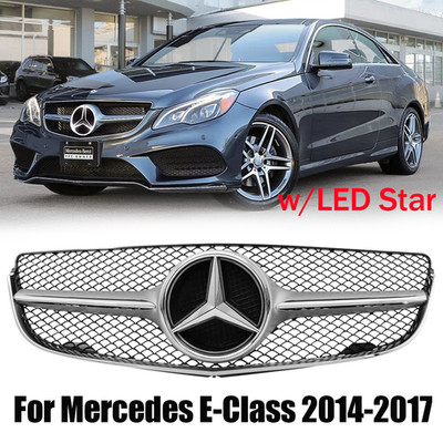 New Front Grille w/LED Star For 2014-2017 Mercedes Benz E-Class E550 E400 E350