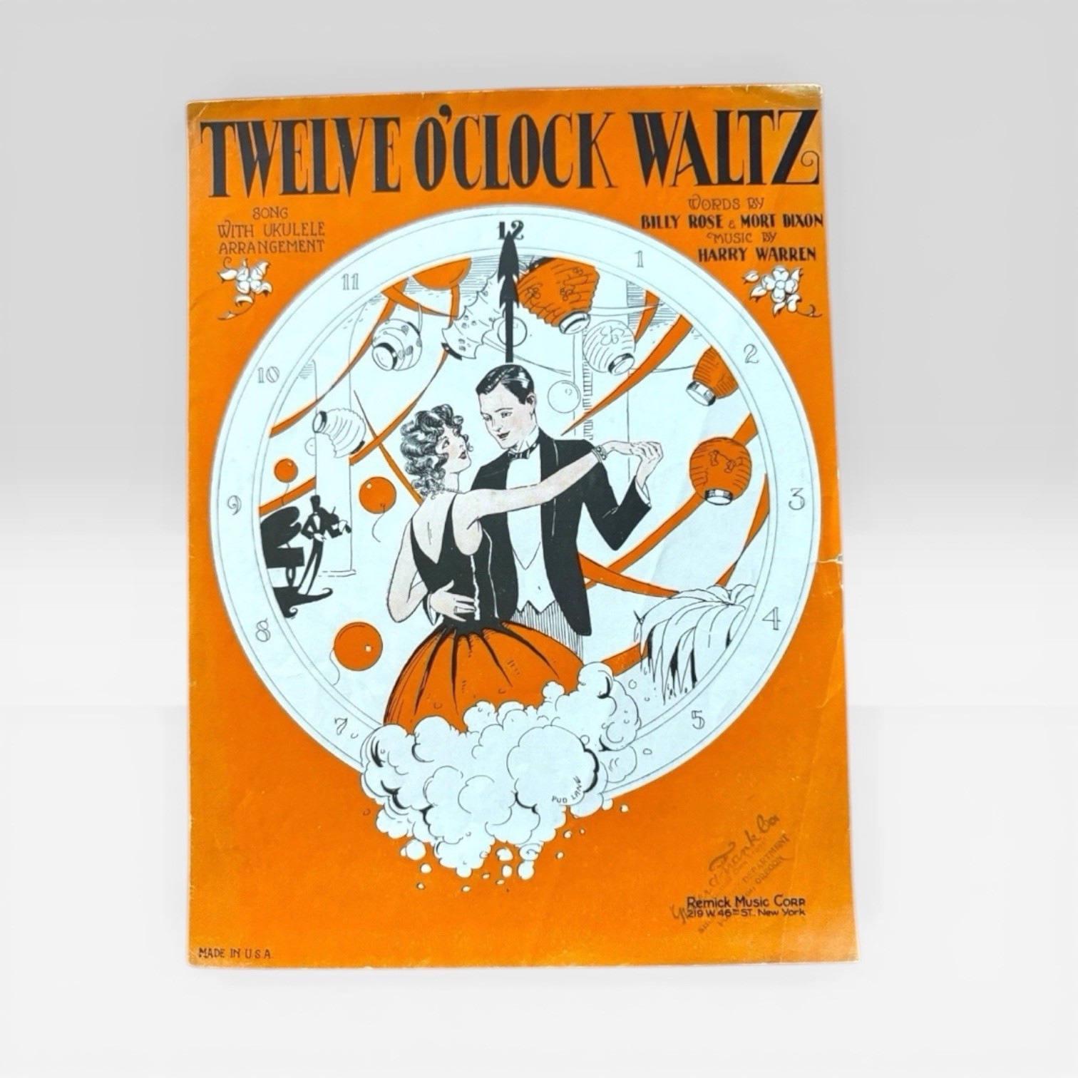 Twelve O&rsquo;Clock Waltz 1928 Sheet Music Harry Warren Billy R