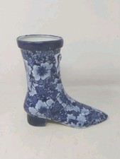 Vintage Regency Ironstone Blue/ White Boot Vase - Floral Design