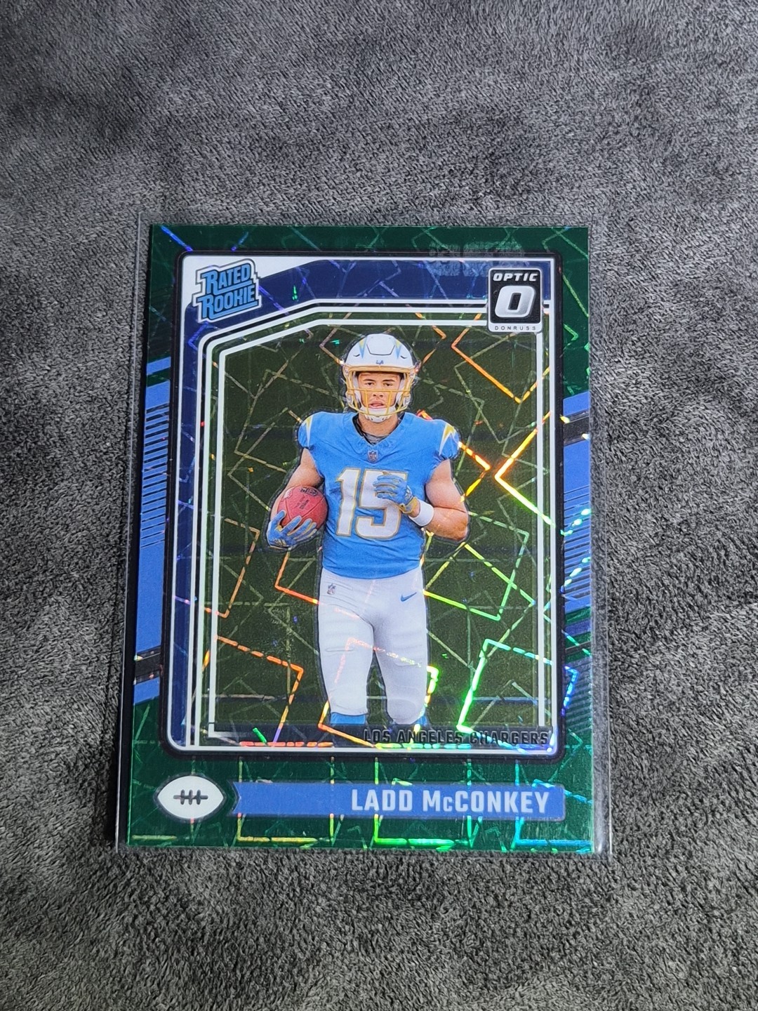 2024 Donruss Optic - Rated Rookie Ladd McConkey #266 Green Velocity Prizm (RC)