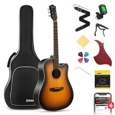 Donner Acoustic Guitar for Beginner Adult Full Size 41 inch cutaway, Sunburst