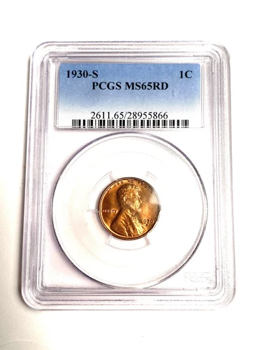 X Nice Rare Old Original PCGS Ms65 1930 San Francisco Mint Penny w / Luster Cent