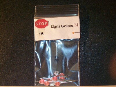 ''New'' Model Train Layout street signs N scale 15 ''Stop'' signs