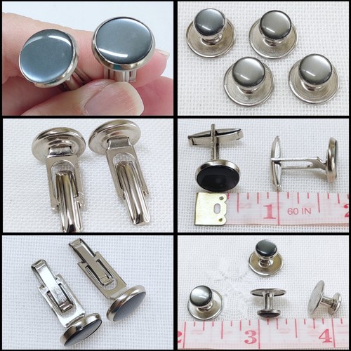 Vintage formelles 2er Set Smoking Manschettenknöpfe & 4 Ohrstecker, erwachsener Kunstglasstein - Bild 8 von 11