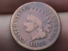 1885 Indian Head Cent Penny- Good/VG Details, Toned