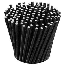 Drinking Paper Straws Wholesale Case Biodegradable - 1000/Ct Black 7.75"