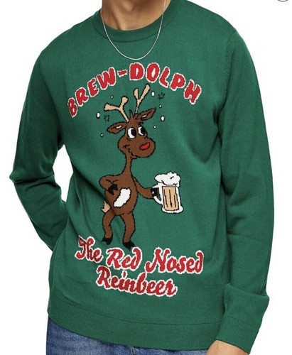 Holiday Green Brewdolph Sweater Size 