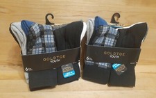 NEW 2: SIX packs YOUTH Gold Toe Socks E Z MATCH GROUP sunstainable M/L spandex