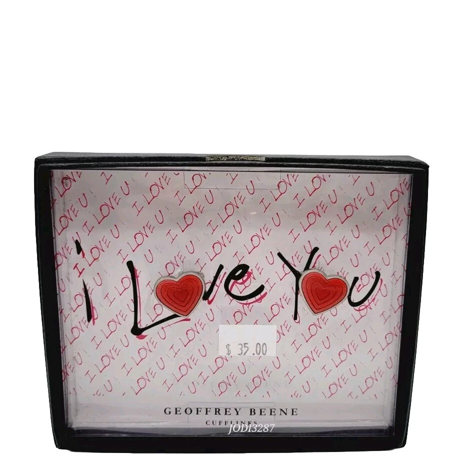 Gemelos Corazón Hombre GEOFFREY BEENE Esmalte Rojo Tono Plata - Te Quiero Foto 2 de 4