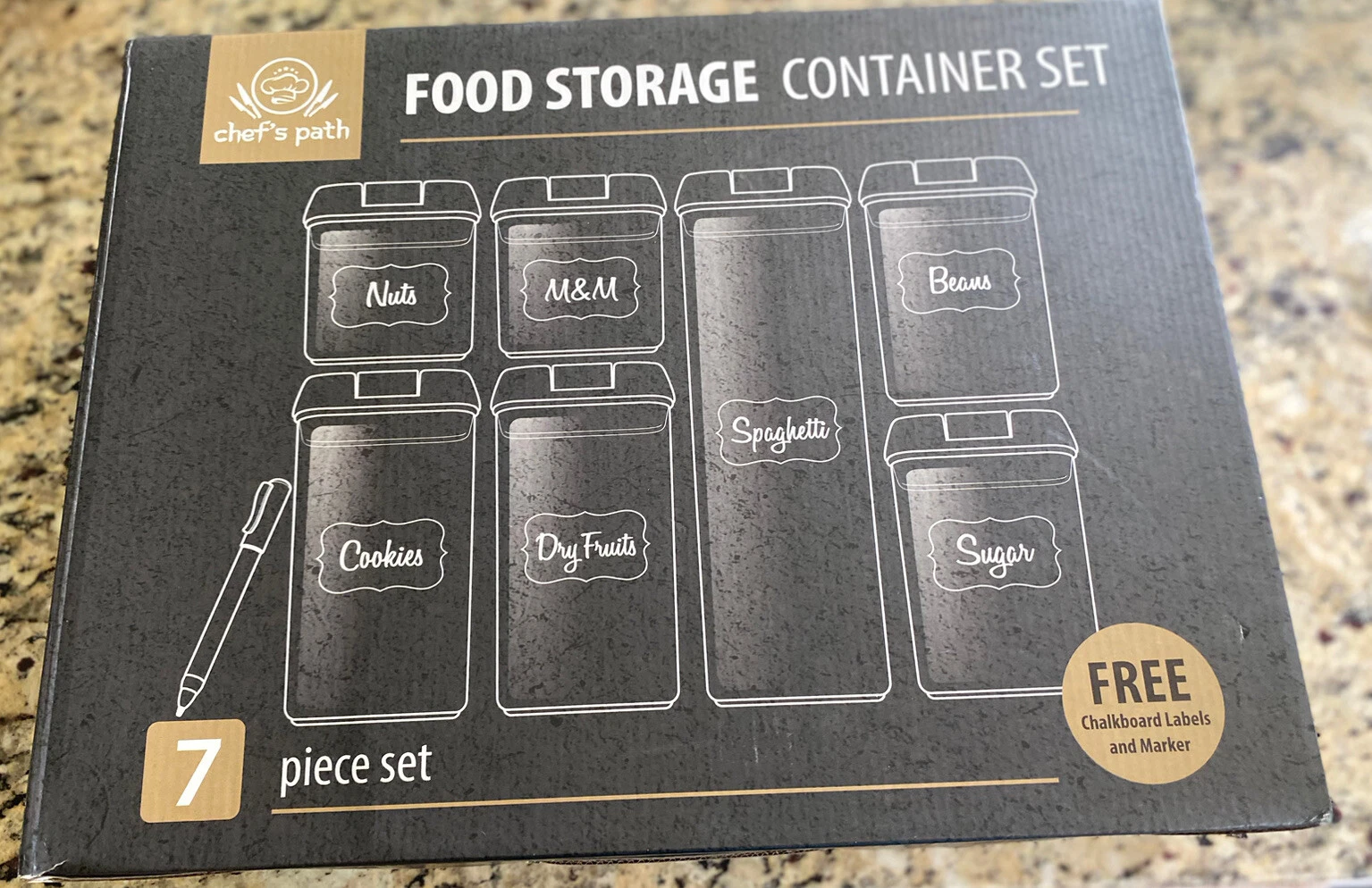 plastic storage container with lids new/open box. chefs path 7 piece set