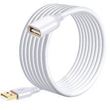 USB Extension Cable White 15Ft, USB 2.0 Extension Cord Type A Male to A Female W