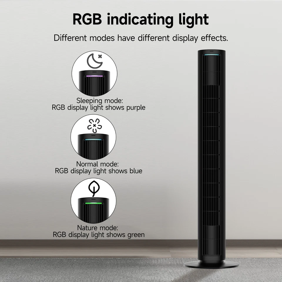 Ventilador de torre, ventilador sin aspas de 40 pulgadas, para dormitorio, sala de estar, modos múltiples de 4 velocidades Foto 4 de 4