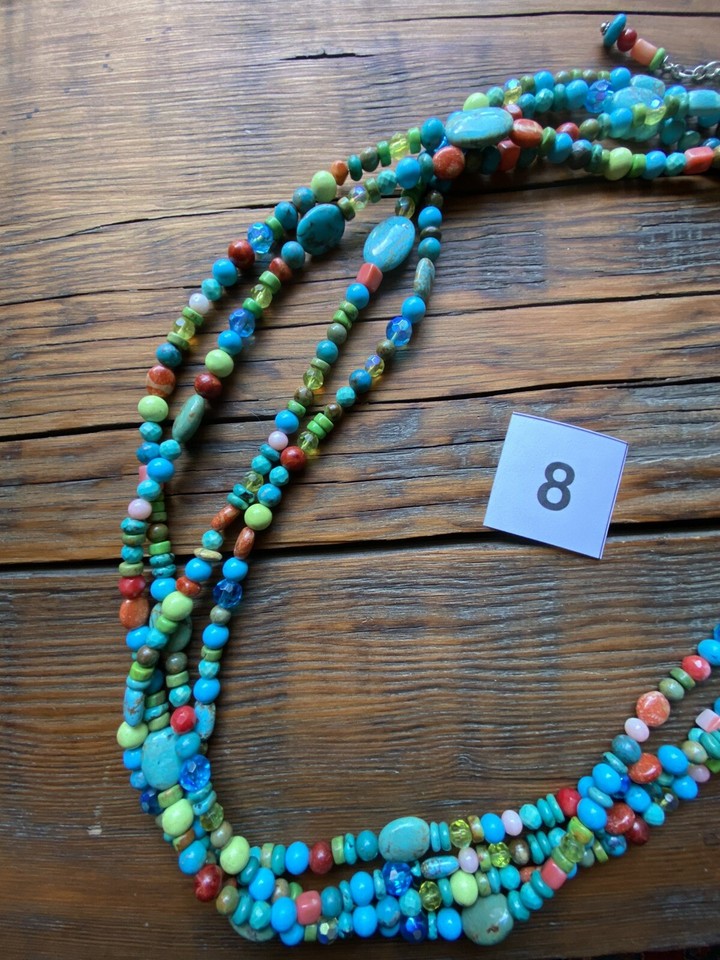 Rocki Gorman Glitter Rocks Long Turquoise Multi-Stone Beaded Necklace ...