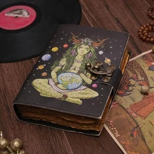 Handmade deckle edge paper mother of earth leather journal writing notebook 8X6