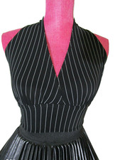 Halter Bra pin stripe Bralette V Neck Tank Top, Newport, Large ,Made in USA, NEW