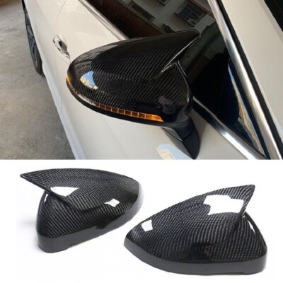 Gloss Black HORN STYLE Side Mirror Caps Cover Plastic Fits 17-24 B9 A4 S4