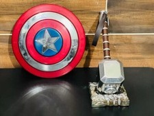Medieval Captain America Shield With Thor hammer Mjolnir Prop Replica X-MAS gift