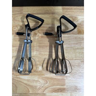 Lot of 2 Vintage Ekco Egg Beater Hand Mixers Black Handles