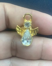 Guardian Angel Crystal Rhinestone Pin Back Wings Halo Lapel Gift Tie Vintage