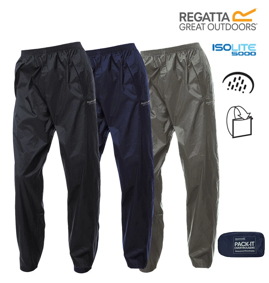 Regatta Waterproof Breathable Rain Over Trousers Packaway Packable Pac In A  Bag