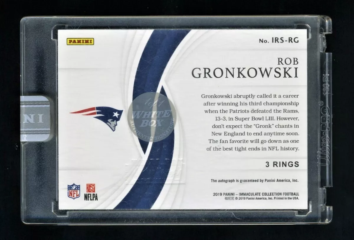 1 1 2019 Panini Immaculate 3 RINGS Rob Gronkowski ON CARD Auto WHITE BOX 1 1