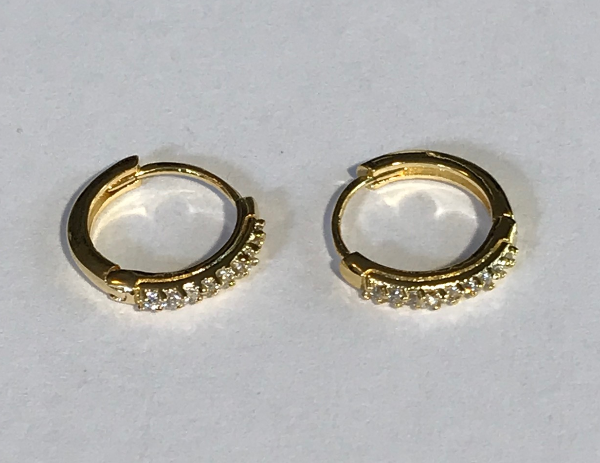 Crystal Accents Hoop Earrings Classic Petite Goldtone Finish