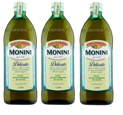 3x Monini Delicato Olio Extra Vergine di Oliva Natives Olivenöl Extra 1Lt