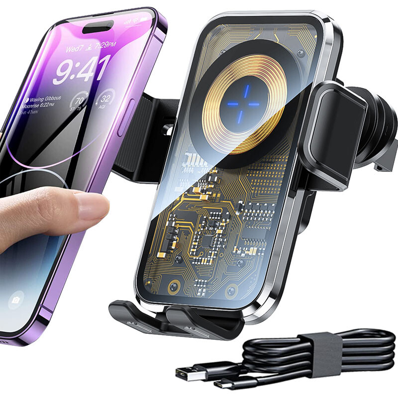 45W Fast Wireless Car Charger Automatic Clamping Holder For Samsung S24+ S23 S22