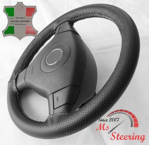 FOR PONTIAC FIERO 84-88 BLACK PERF LEATHER STEERING WHEEL COVER GREY STIT - Picture 2 of 5